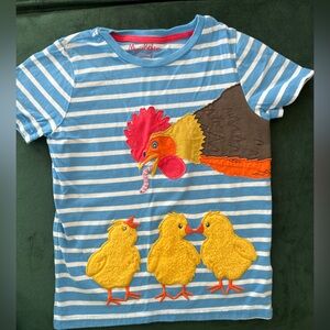 Mini Boden Striped Kids Shirt with Chickens